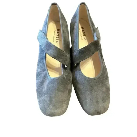 HASSIA Premium Comfort Wedge Heel Suede Shoes Dark Gray Size 8 - Picture 3 of 6